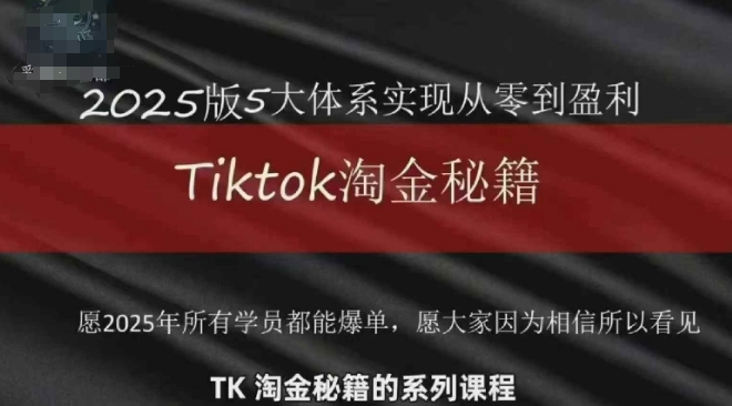 TikTok跨境2025淘金秘籍,2025TikTok从0到盈利变现-KJ分享