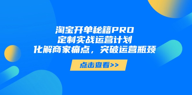 淘宝开单秘籍PRO，定制实战运营计划，化解商家痛点，突破运营瓶颈-KJ分享