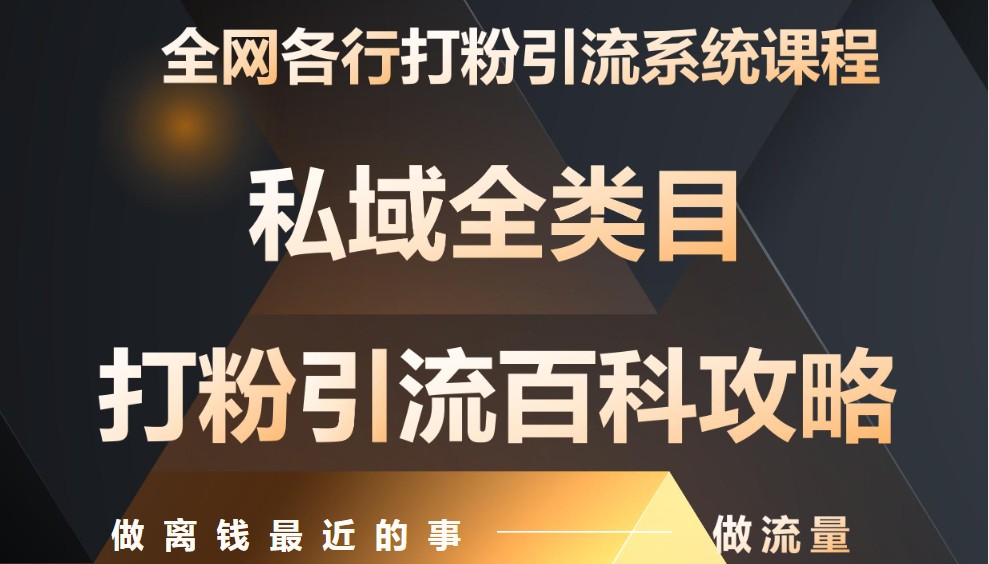 月入9万：全网唯一私域打粉引流神课，零基础手把手带你引流变现-KJ分享