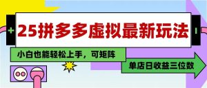 25最新拼多多虚拟电商，单店日入3位数， 小白也能快速上手，保姆级教程-KJ分享