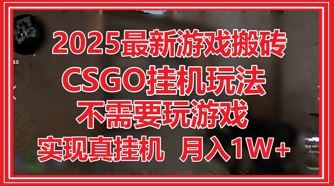 2025最新游戏搬砖，CSGO挂机，不需要玩游戏，实现真挂机，月入1W+-KJ分享