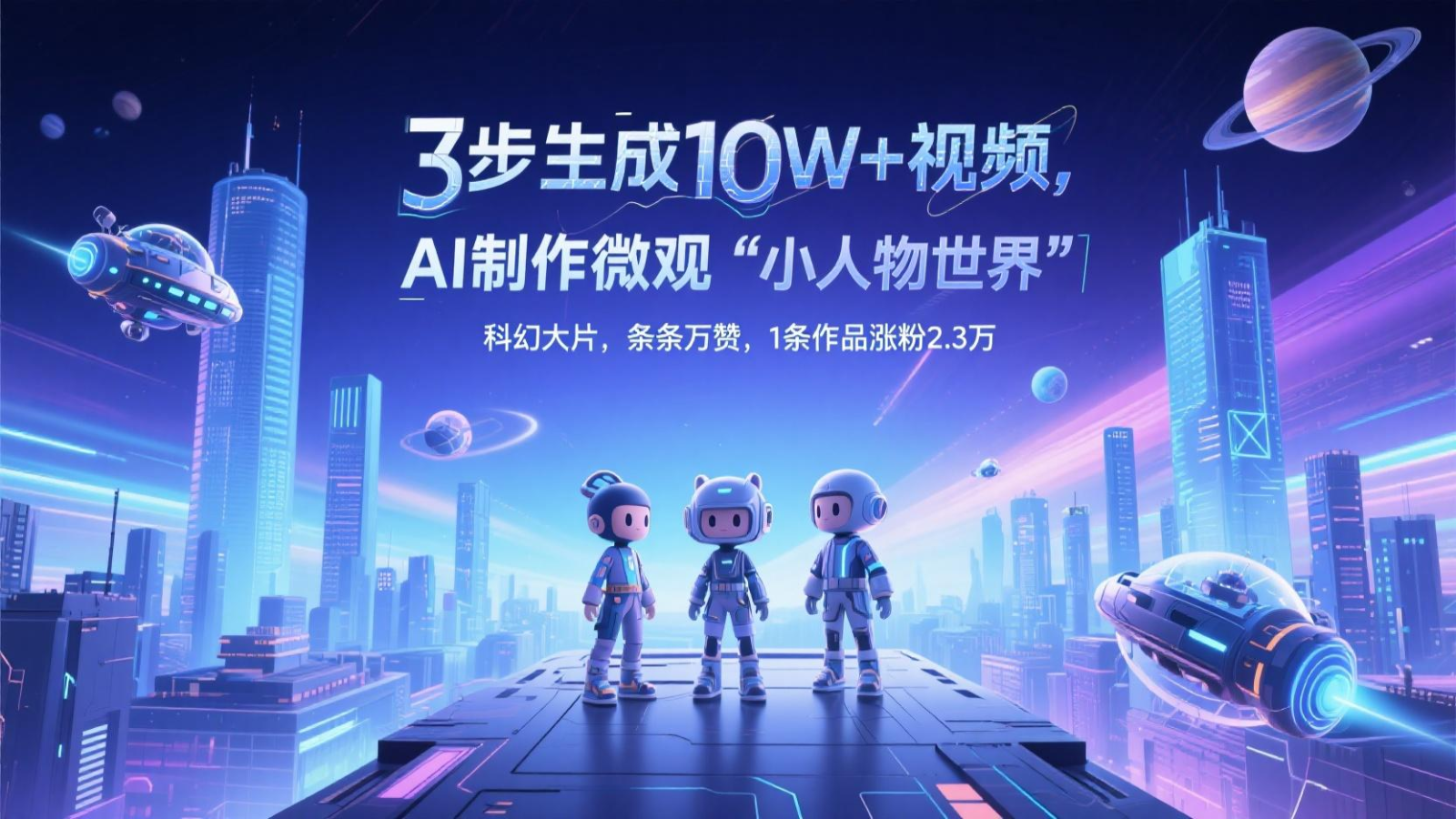 三步生成10W+视频，AI制作微观“小人物世界”科幻大片，条条万赞，1条作品涨粉2.3万-KJ分享