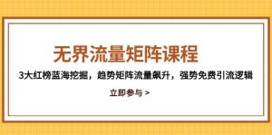 无界流量矩阵课程，3大红榜蓝海挖掘，趋势矩阵流量飙升，强势免费引流逻辑-KJ分享
