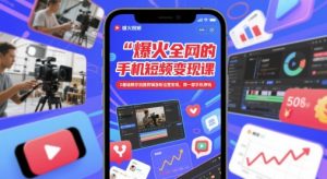 爆火全网的手机短视频变现课，0基础教你拍摄剪辑涨粉运营变现，用一部手机挣钱-KJ分享