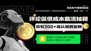 评论区低成本引流秘籍，精准钩子直击用户，单账号日增300+创业粉，日稳…-KJ分享