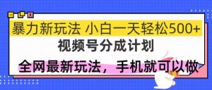 视频号分成计划，全网最暴力玩法，新手一天也能轻松500+-KJ分享