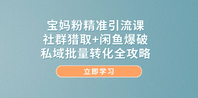 宝妈粉精准引流课,社群猎取+闲鱼爆破,私域批量转化全攻略-KJ分享