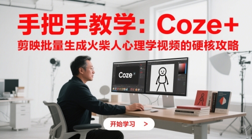 手把手教学：Coze + 剪映批量生成火柴人心理学视频的硬核攻略-KJ分享