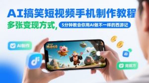 AI搞笑短视频手机制作教程，多张变现方式，5分钟教会你用AI做不一样的西游记-KJ分享