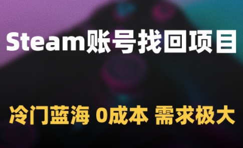 Steam账号找回项目，冷门蓝海，0成本，需求极大-KJ分享