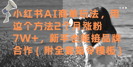小红书AI商单玩法，用这个方法2个月涨粉7W+，新手也能接品牌合作(附全套指令模板)-KJ分享
