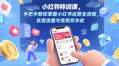 小红书特训课，手把手教你掌握小红书运营全流程，实现流量与变现双丰收-KJ分享