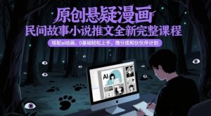 原创悬疑漫画民间故事小说推文全新完整课程, 搭配ai绘画,0基础轻松上手,撸分成和伙伴计划-KJ分享