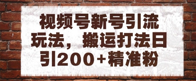 视频号新号引流玩法，搬运打法日引200+精准粉，可矩阵放大-KJ分享