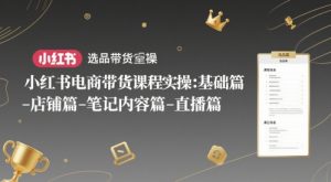 小红书电商带货课程实操：基础篇-选品篇-店铺篇-笔记内容篇-直播篇-KJ分享