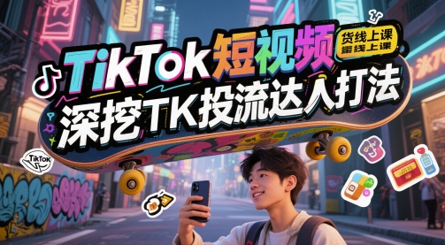 TikTok短视频带货线上课，深挖TK投流达人打法-KJ分享