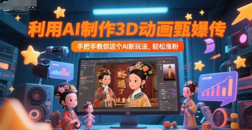 利用AI制作3D动画甄嬛传，流量爆了，手把手教你这个AI新玩法，轻松涨粉-KJ分享