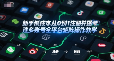 新手低成本从0到1注册并搭建多账号全平台矩阵操作教学，手机号-邮箱-IP-工具-KJ分享