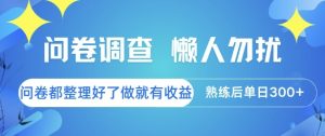 问卷调查，懒人勿扰，问卷都整理好了单价不等，做就有收益，熟练后单日3张-KJ分享
