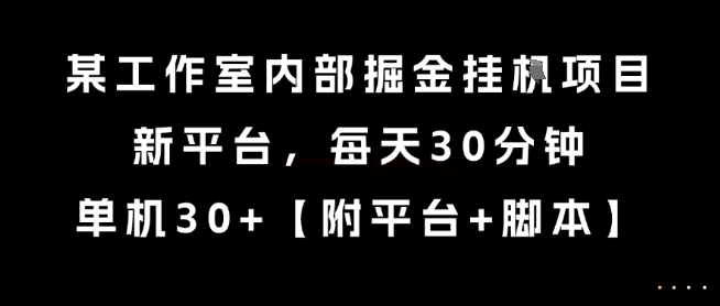 某工作室内部掘金挂G项目，新平台，每天30分钟，单机30+-KJ分享