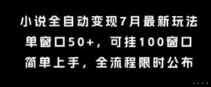 小说全自动变现7月玩法，单窗口50+，可挂100窗口，简单上手，全流程限时公布-KJ分享