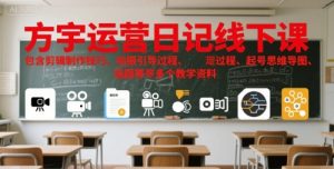 方宇运营日记线下课，包含剪辑制作技巧、拍摄引导过程、起号思维导图、选题等多个教学资料-KJ分享