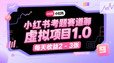 小红书考题赛道虚拟项目1.0，项目操作简单，每天收益2-3张-KJ分享