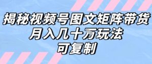 解密视频号图文矩阵带货，月入几个W的打法，可复制-KJ分享