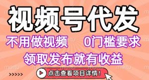 视频号代发,不用剪辑不用做视频,0门槛要求,领取发布就有收益,任务没有无上限,小白轻松上手-KJ分享