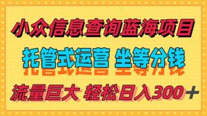 稳定日入300＋，小众信息查询蓝海项目，全程懒人式托管，解放你的时间-KJ分享