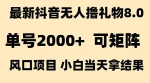 抖音无人撸礼物8.0玩法 全新风口   见效果快  全无人  单号当天产出2000+-KJ分享