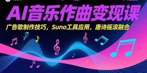 AI音乐作曲变现课，广告歌制作技巧，Suno工具应用，唐诗摇滚融合-KJ分享