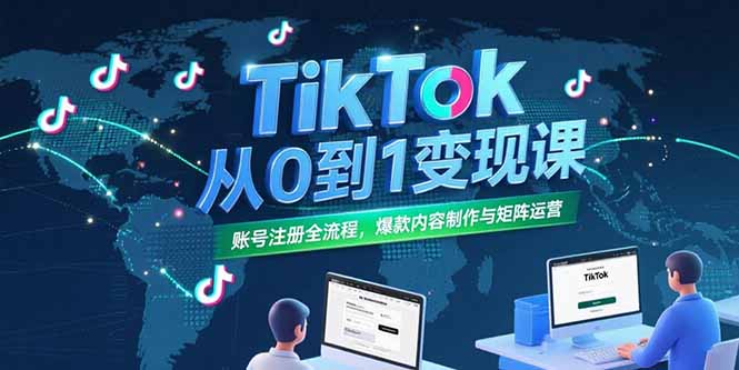 TikTok从0到1变现课，账号注册全流程，爆款内容制作与矩阵运营-KJ分享