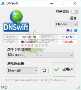 DNS切换工具DNSwift v1.1中文版-KJ分享