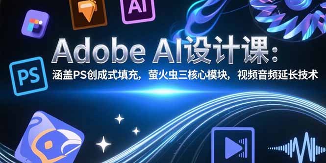 Adobe AI设计课：涵盖PS创成式填充，萤火虫三核心模块，视频音频延长技术-KJ分享