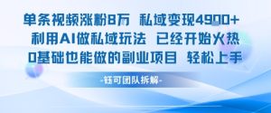 单条视频私域变现4.9k+利用AI做私域玩法 已经开始火热0基础也能做的副业项目轻松上手-KJ分享