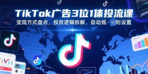 TikTok广告3位1体投流课，变现方式盘点，投放逻辑拆解，自动规则设置-KJ分享