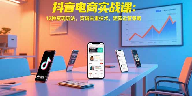 抖音电商实战课：12种变现玩法，剪辑去重技术，矩阵运营策略-KJ分享