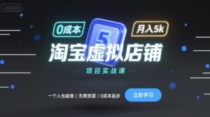 淘宝虚拟店铺项目实战课,一个人也能做,无需货源、0成本起步,月入5k-KJ分享