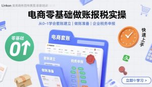 电商零基础做账报税实操快速上手，从0-1学会套账建立，做账准备，企业税务申报-KJ分享