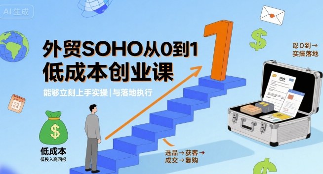 外贸SOHO从0到1低成本创业课,能够立刻上手实操与落地执行-KJ分享