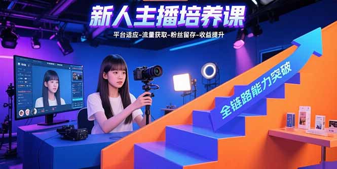 新人主播培养课：平台适应-流量获取-粉丝留存-收益提升 全链路能力突破-KJ分享