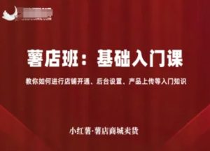 小红薯薯店商城卖货，基础入门课，教你如何进行店铺开通、后台设置、产品上传等入门知识-KJ分享