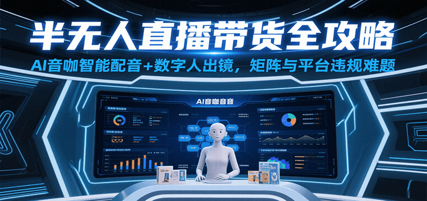 半无人直播带货全攻略：AI音咖智能配音+数字人出镜，解决账号矩阵与平台违规难题-KJ分享
