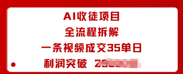 AI收徒项目全流程拆解一条视频成交35单日利润突破1k+-KJ分享