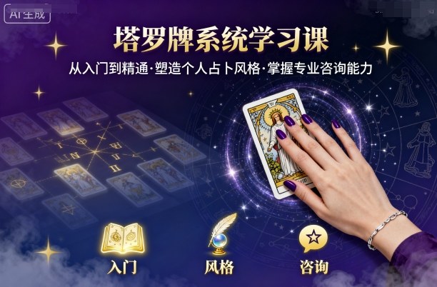 塔罗牌系统学习课，助你从入门到精通，塑造个人占卜风格，掌握专业咨询能力-KJ分享