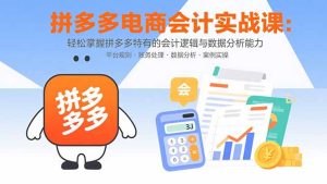 拼多多电商会计实战课：轻松掌握拼多多特有的会计逻辑与数据分析能力-KJ分享
