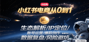 小红书电商从0到1:生态解析/IP定位/ 账号运营/爆款创作/直播带货/数据复盘/风险避坑-KJ分享