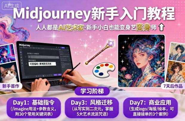 midjourney新手入门教程：人人都是AI艺术家，新手小白也能变身艺术大师-KJ分享