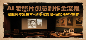 AI老照片创意制作全流程：老照片修复技术+动态化处理+回忆杀MV制作-KJ分享